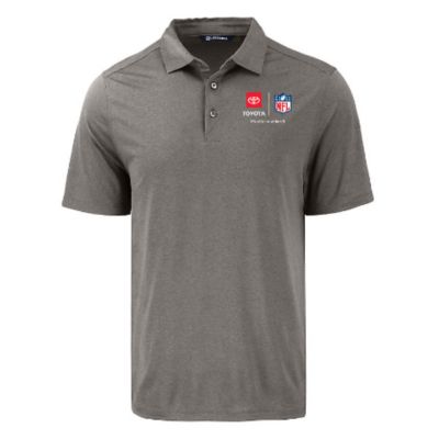 Gray polo shirt with a collar and three buttons, featuring the Toyota and NFL logos embroidered on the left chest