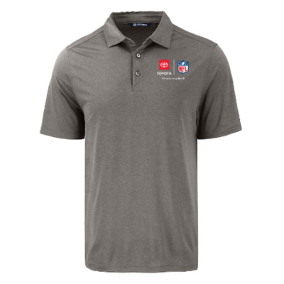 Gray polo shirt with a collar and three buttons, featuring the Toyota and NFL logos embroidered on the left chest