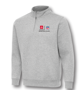  Light gray quarter-zip sweatshirt with Toyota and the NFL logo embroidered on the left chest