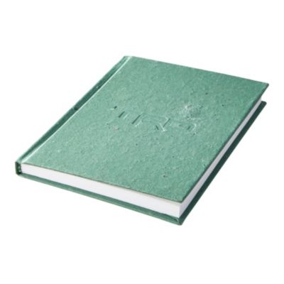 A green hardcover notebook with an embossed design on the cover, containing 80 pages. Measures 5.5 in. x 8.5 in.