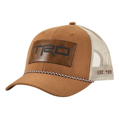 Tan canvas front with mseh back. Featuring TRD etched on brown leather patch on front and EST. 1979 embroidered on side of cap. Snapback.