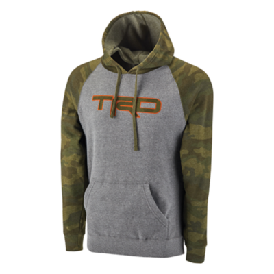 Camo raglan sleeves with grey body. TRD printed in large letters on front center. Camo letters with orange outline.