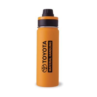 Orange stainless steel bottle with screw-top lid and bold design, suitable for daily hydration.