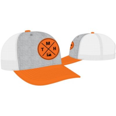 Black patch cap with curved brim and embroidered logo, adjustable for fit.