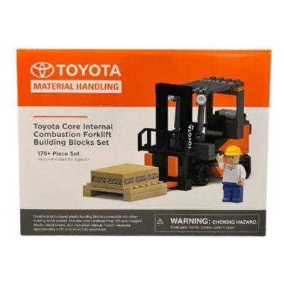 Lego-style forklift kit, client-owned, includes interlocking pieces for assembly.