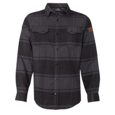 Black flannel shirt, small size, with snap buttons and soft brushed fabric.