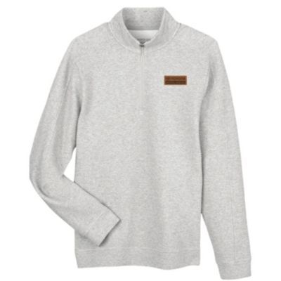 Men's textured quarter-zip pullover in small size, featuring subtle knit pattern and zippered front.