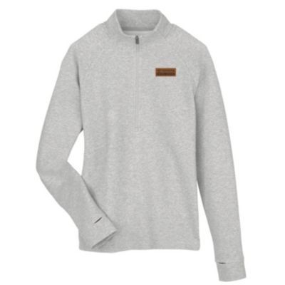 Women's textured quarter-zip pullover in small size, with soft knit and zippered front.
