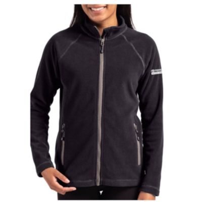 Women's eco fleece jacket in small size, made from recycled materials with zippered front and soft lining.