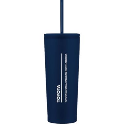 Navy tumbler with Telluride branding, double-wall insulation, and screw-top lid.
