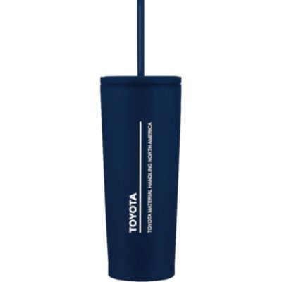 Navy tumbler with Telluride branding, double-wall insulation, and screw-top lid.