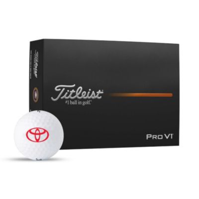 A box of Titleist Pro V1 golf balls with the Toyota logo.