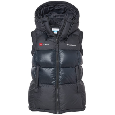  S Columbia Womens Pike Lake II Insulated Vest Horizontal Toyota logo- Toyota in white, embroidered on right chest