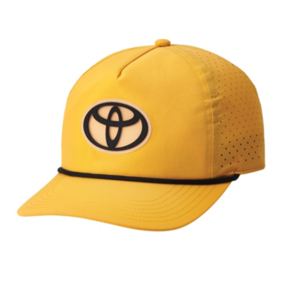 Yellow performance cap with Toyota bug rubber patch on front