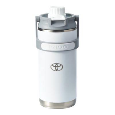 White 36 ounce botte with Toyota bug laser engraved