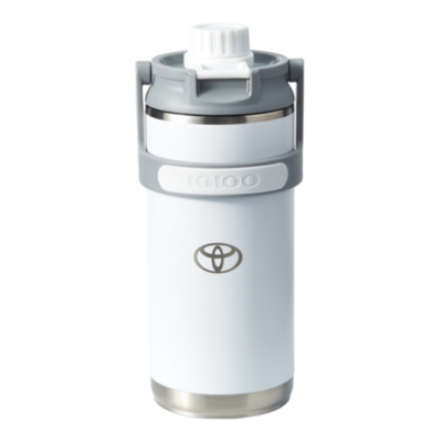 White 36 ounce botte with Toyota bug laser engraved
