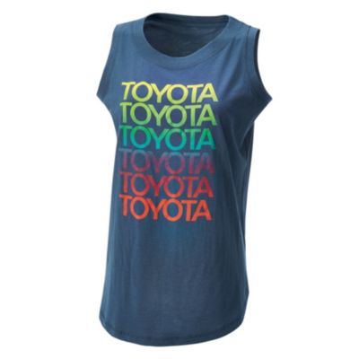 navy tank with toyota down the front in different colors
