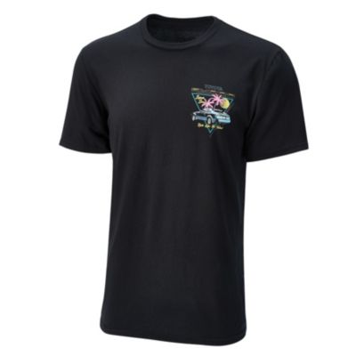Black tee with supra logo on left chest and full back
