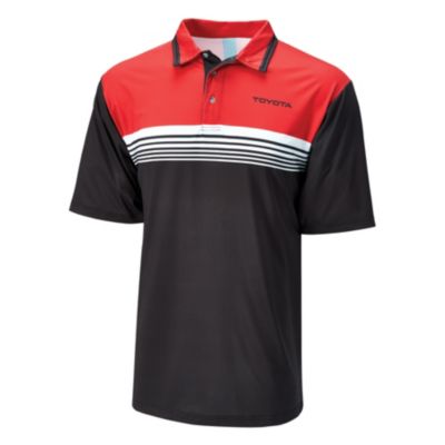  Stripe Performance Polo black/red with Toyota in black front on left chest