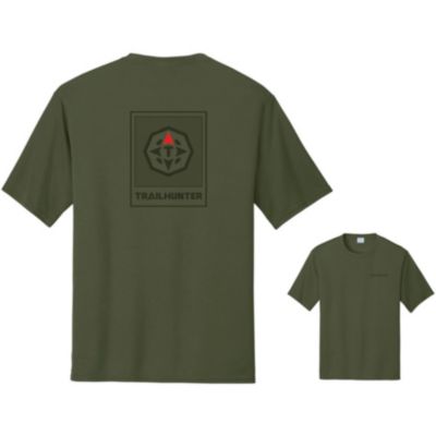 Green Tee with Toyota logo on left chest and trailhunter logo on full back