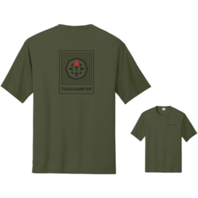 Green Tee with Toyota logo on left chest and trailhunter logo on full back