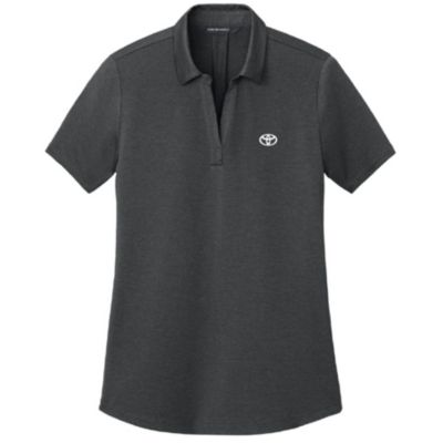 A teal short-sleeve polo shirt. Toyota bug embroidered in white left chest