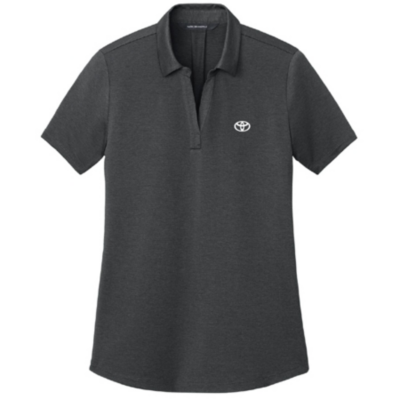 A teal short-sleeve polo shirt. Toyota bug embroidered in white left chest