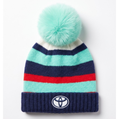 Stripe Knit Pom Beanie