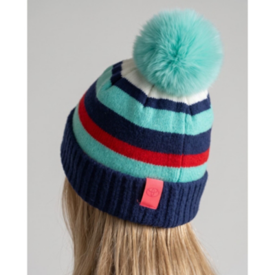 Stripe Knit Pom Beanie