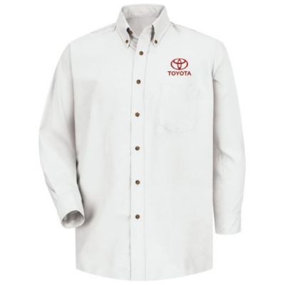 TOYOTA MEN'S POPLIN WHITE DRESS SHIRT  S TOYOTA MEN'S POPLIN DRESS SHIRT Left Chest: Red Toyota
