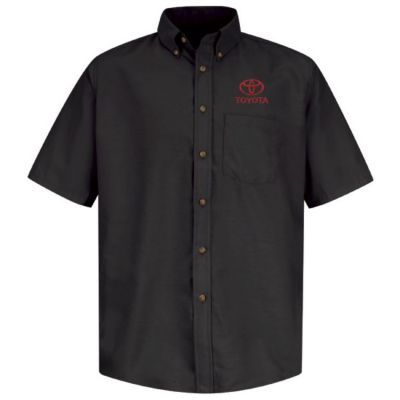 TOYOTA MEN'S POPLIN BLACK SHORT SLEEEVE DRESS SHIRT  S TOYOTA MEN'S POPLIN SHORT SLEEEVE DRESS SHIRT Left Chest: Red Toyota