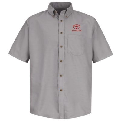TOYOTA MEN'S POPLIN SILVER SHORT SLEEEVE DRESS SHIRT  S TOYOTA MEN'S POPLIN SHORT SLEEEVE DRESS SHIRT Left Chest: Red Toyota