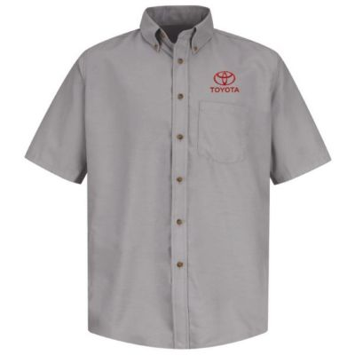 TOYOTA MEN'S POPLIN SILVER SHORT SLEEEVE DRESS SHIRT  S TOYOTA MEN'S POPLIN SHORT SLEEEVE DRESS SHIRT Left Chest: Red Toyota