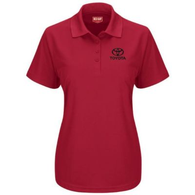 TOYOTA WOMEN'S PERFORMANCE RED KNIT POLO  XS TOYOTA WOMEN'S PERFORMANCE KNIT POLO Left Chest: Black Toyota