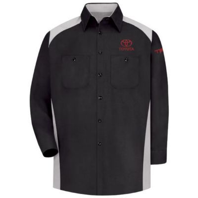 TOYOTA MOTORSPORTS LONG SLEEVE SHIRT  S TOYOTA MOTORSPORTS SHIRT Black/Grey; Left Chest: Red Toyota; Left Sleeve: Red TRD