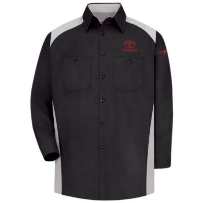 TOYOTA MOTORSPORTS LONG SLEEVE SHIRT  S TOYOTA MOTORSPORTS SHIRT Black/Grey; Left Chest: Red Toyota; Left Sleeve: Red TRD