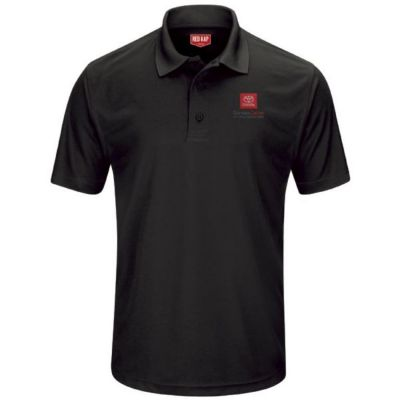 TOYOTA MEN'S PERFORMANCE BLACK KNIT POLO  S TOYOTA MEN'S PERFORMANCE KNIT POLO Left Chest: Red/Grey Toyota Service Center