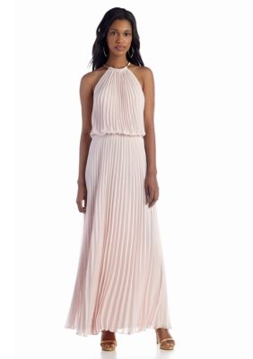 MSK Pleated Halter Gown