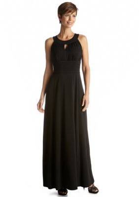 Sangria Sleeveless Gown with Keyhole Neckline