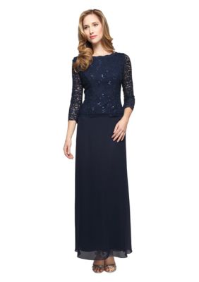 Alex Evenings Long Mock Two Piece Gown with Sequin