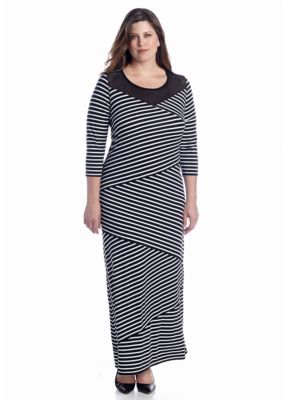New Directions Plus Size Striped Maxi Dress
