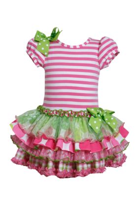 Bonnie Jean Pink Stripe Party Dress Toddler Girls