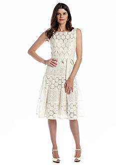SL Fashions Sleeveless Crochet Lace Tiered Dress