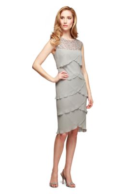 Alex Evenings Cap Sleeve Tiered Sheath Dress