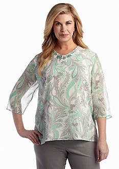 Alfred Dunner Plus Size High Tea Collection Paisley Jewel Tunic