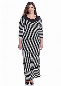 New Directions Plus Size Striped Maxi Dress
