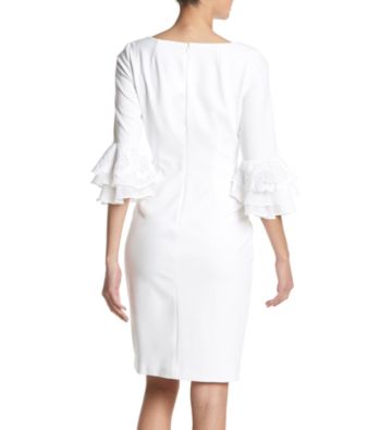 calvin klein bell sleeve dress white