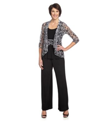 Product: Perceptions Black and White Three-Piece Pant Suit Set