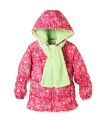 London Fog® Girls' 2T-6X Pink Floral Bubble Jacket
