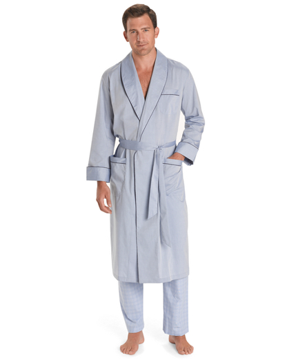 Men's Wrinkle-Resistant Blue Chambray Robe | Brooks Brothers